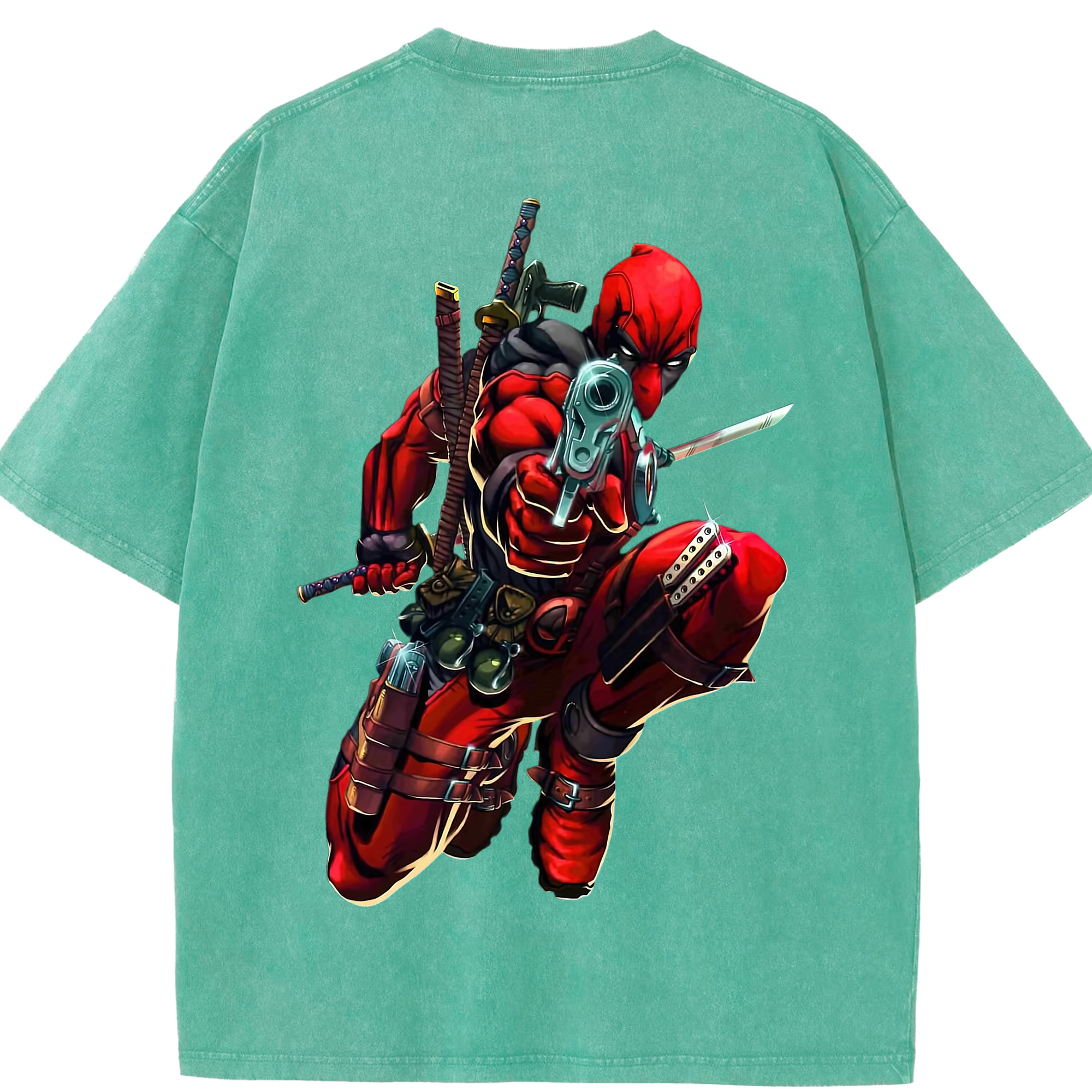 （画像用） Deadpool デッドプール 綿100% ヴィンテージ風 半袖Tシャツ（背面プリント）